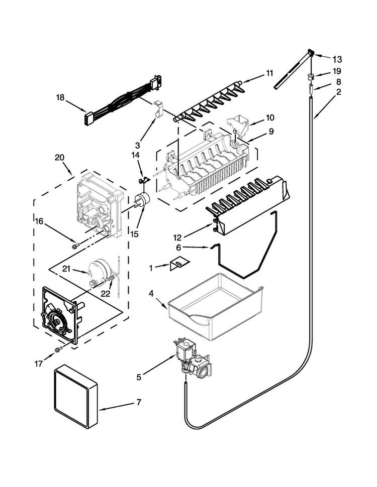 Icemaker Parts Diagram and Parts List for MBF1958DEE00  Maytag Refrigerator