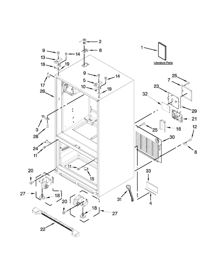 Cabinet Parts Diagram and Parts List for MFI2670XEM7  Maytag Refrigerator