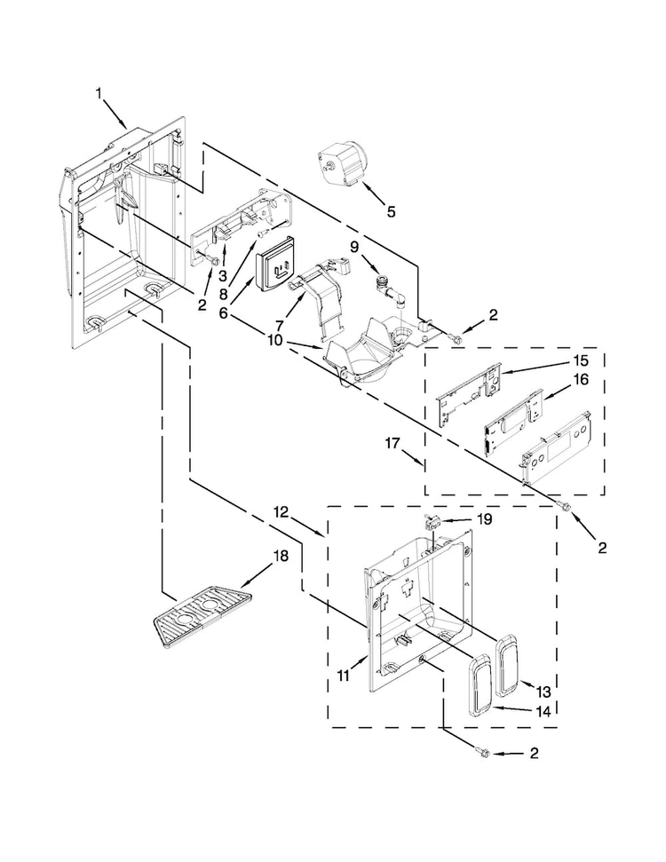 Dispenser Parts Diagram and Parts List for JS48PPDUDB15  Jenn-Air Refrigerator
