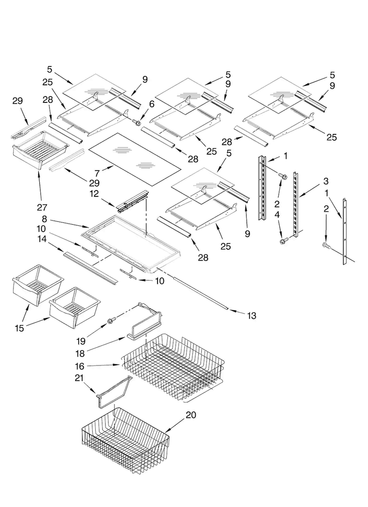 Shelf Parts Diagram and Parts List for ABB1922FEW2  Amana Refrigerator
