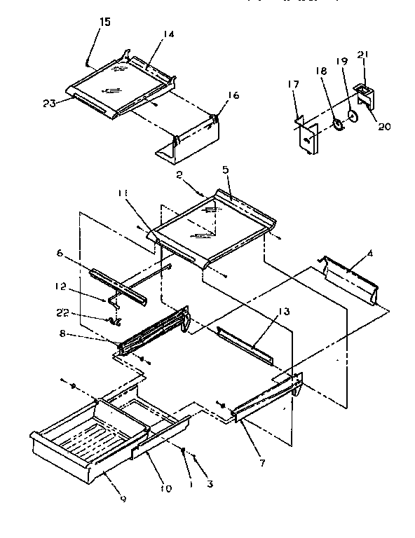 Cabinet Shelving Diagram and Parts List for TR21S4W-P1196104WW  Amana Refrigerator