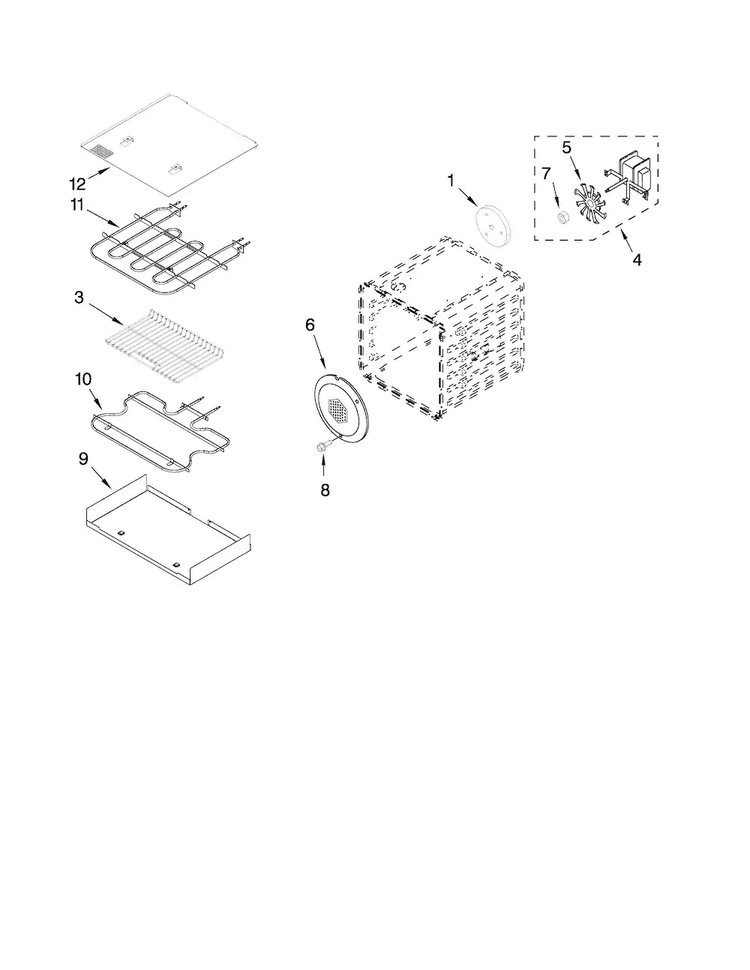 18" Internal Oven Parts Diagram and Parts List for JDRP548WP00  Jenn-Air Range