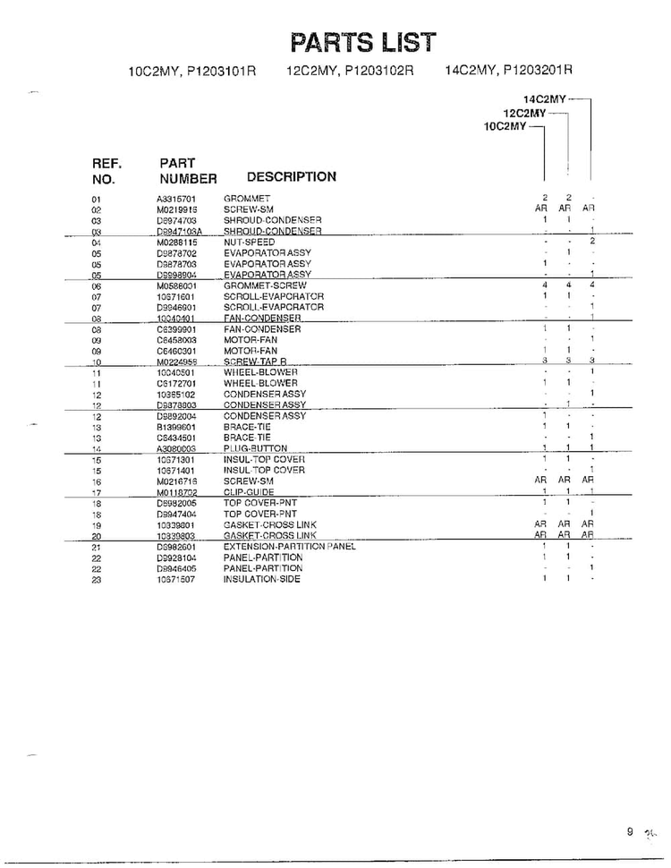 Evaporator, Condenser, Insulation, Air Page 2 Diagram and Parts List for 5792  Amana Air Conditioner