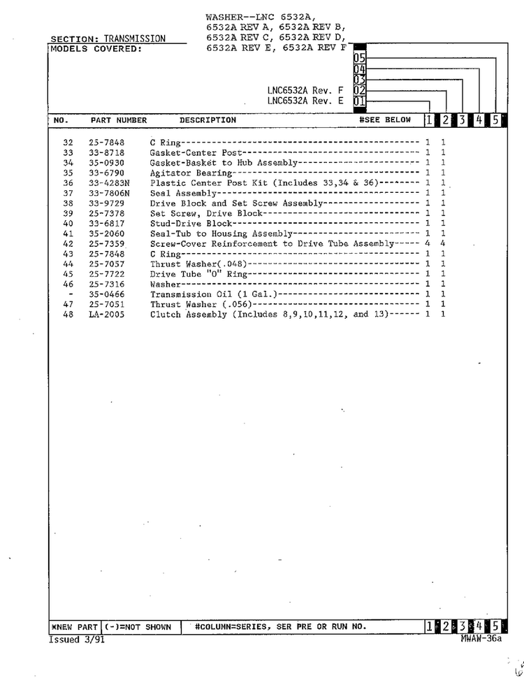 Transmission And Related Parts Page 5 Diagram and Parts List for 6532A REV C Norge Washer