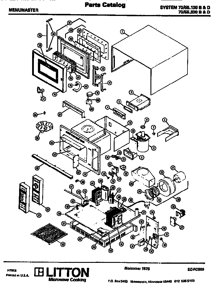 Replacement Parts Diagram and Parts List for 70 55100D Amana Microwave