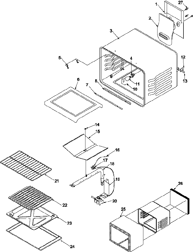 Cavity Diagram and Parts List for ARG3600W-P1143372NW  Amana Range