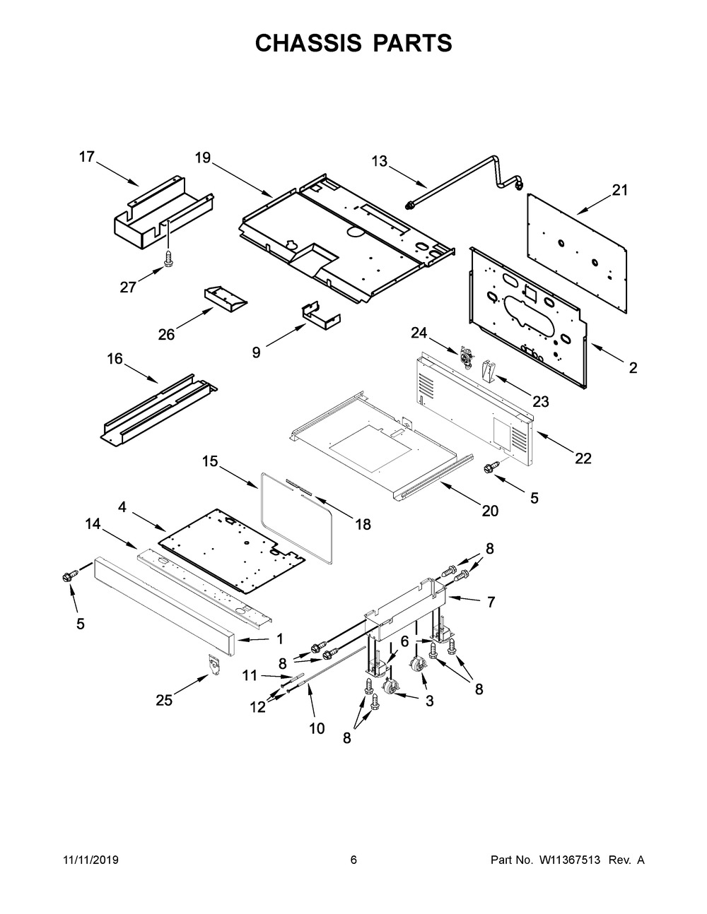 Chassis Parts Diagram and Parts List for JDSP536HM00  Maytag Range