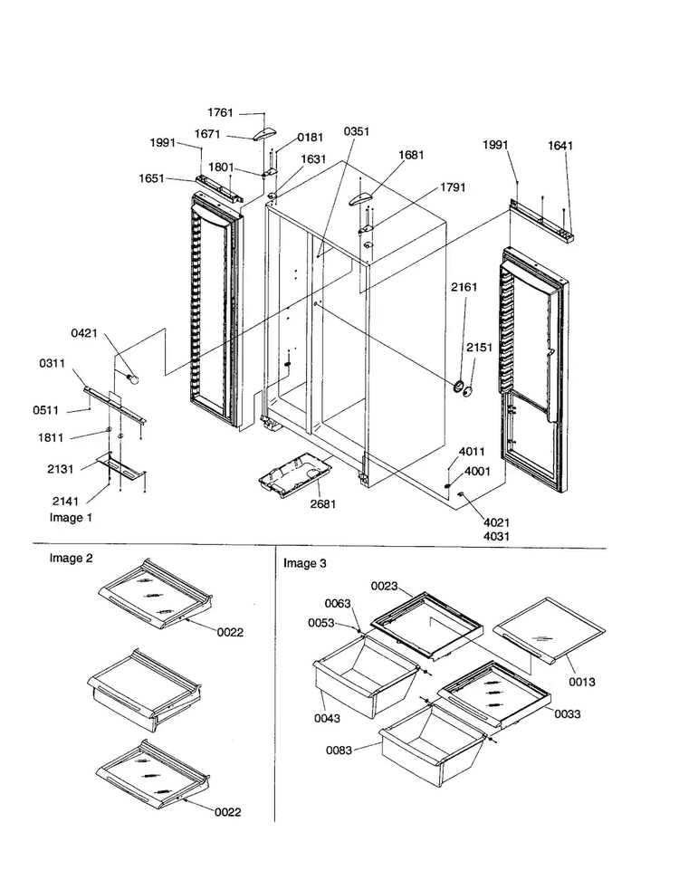 Lights/hinges/shelving Assembly Diagram and Parts List for SB21VPSE-P1315603WE  Amana Refrigerator