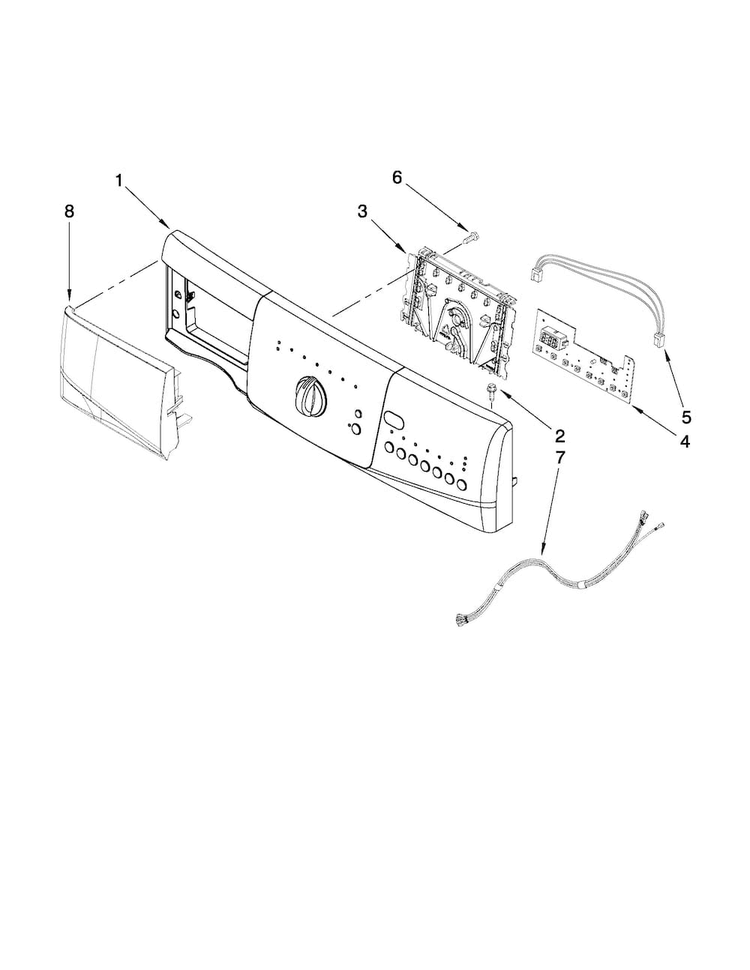 Control Panel Parts Diagram and Parts List for MHWC7500YW0  Maytag Washer