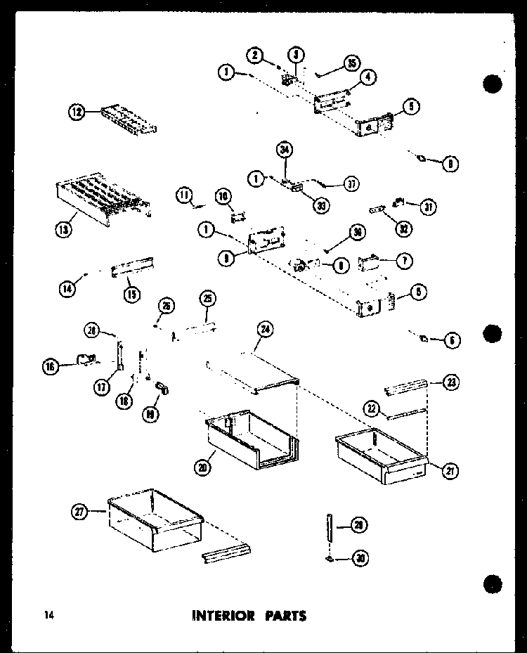 Interior Parts Diagram and Parts List for TC18E-L-P74660-14WL  Amana Refrigerator