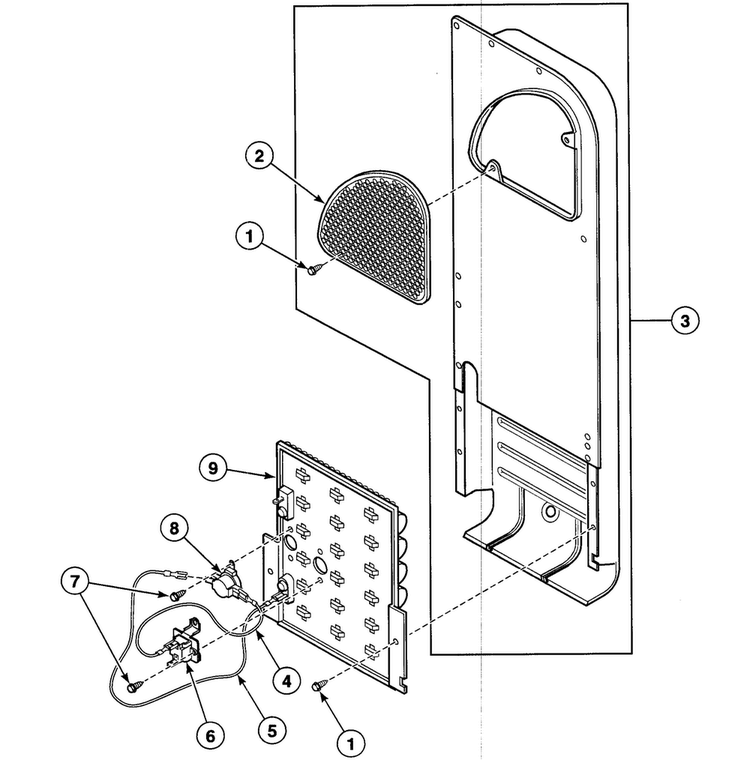 Heater Assy Diagram and Parts List for SDE907QF1500  Speed Queen Dryer
