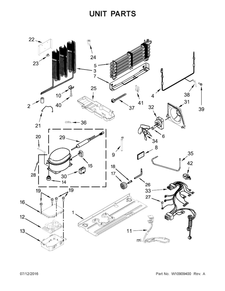 Unit Parts Diagram and Parts List for MFB2055FRZ00  Maytag Refrigerator