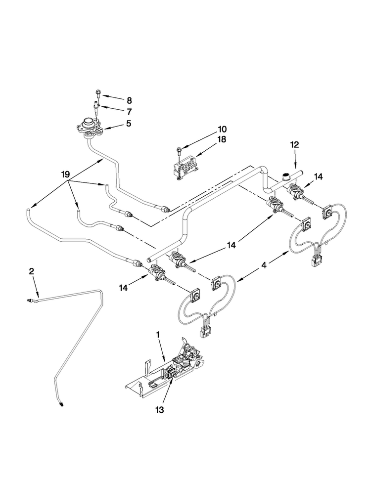 Manifold Parts Diagram and Parts List for JDS8850CDS02  Jenn-Air Range