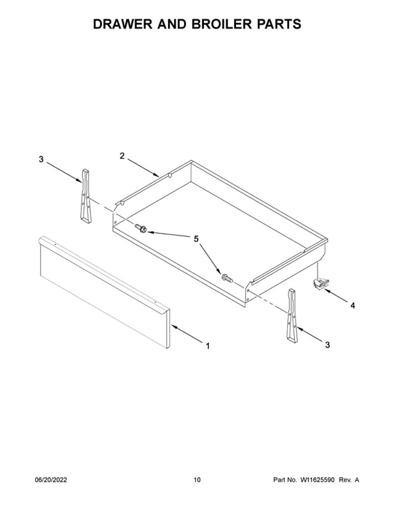 Drawer And Broiler Parts Diagram and Parts List for AER6603SMS0  Amana Range