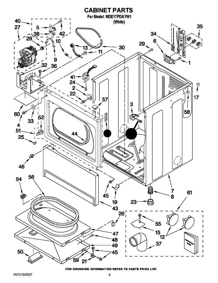 CABINET PARTS Diagram and Parts List for MDE17PDAYW1  Maytag Dryer
