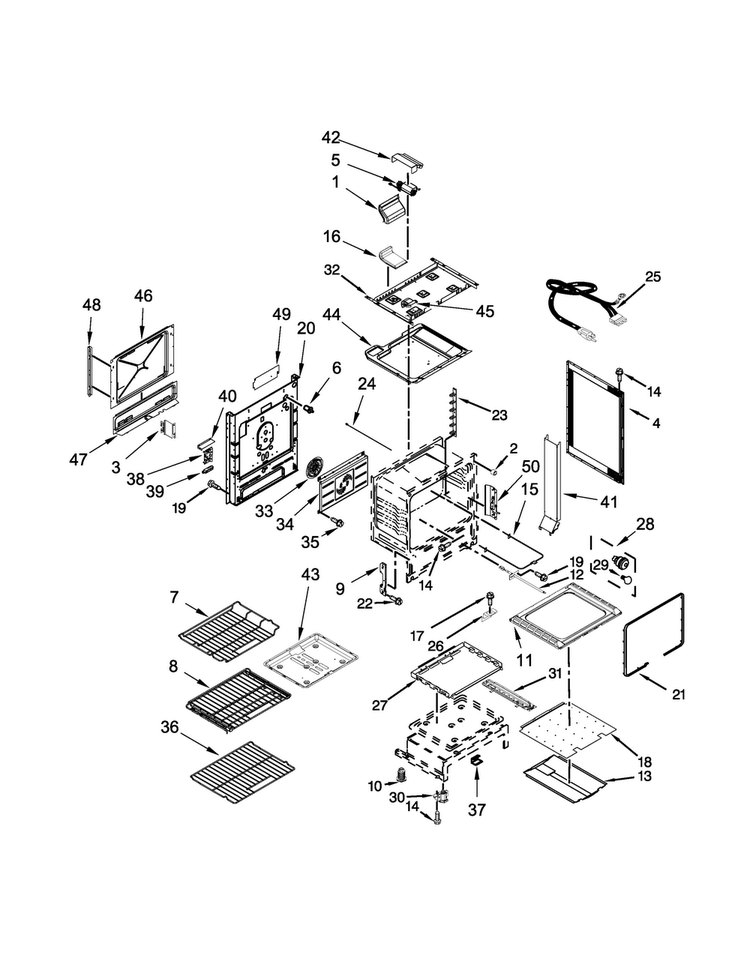 Chassis Parts Diagram and Parts List for JGS1450DP0  Jenn-Air Range