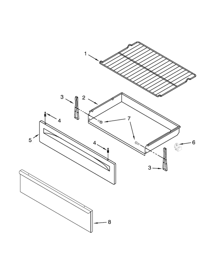 Drawer And Broiler Parts Diagram and Parts List for AGR5630BDW2  Amana Range