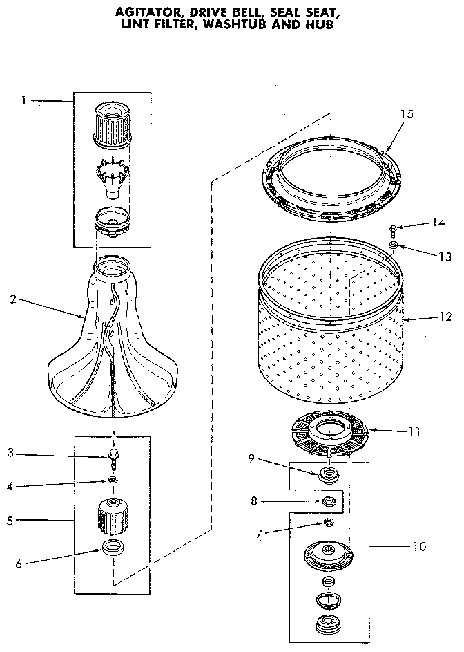 Basket And Agitator Diagram and Parts List for NA4821W33731  Speed Queen Washer