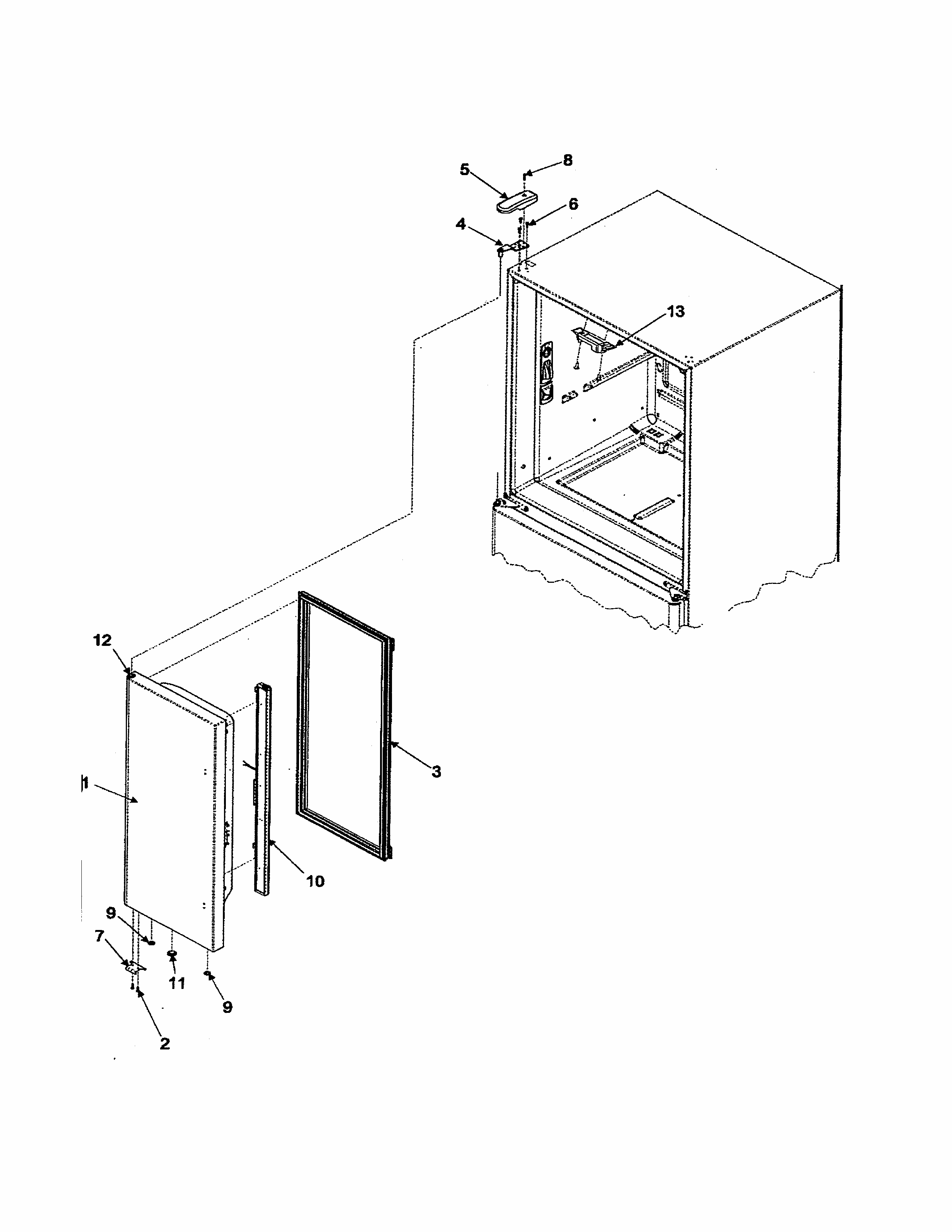 Left Refrigerator Door Diagram and Parts List for 59673502203  Kenmore Refrigerator
