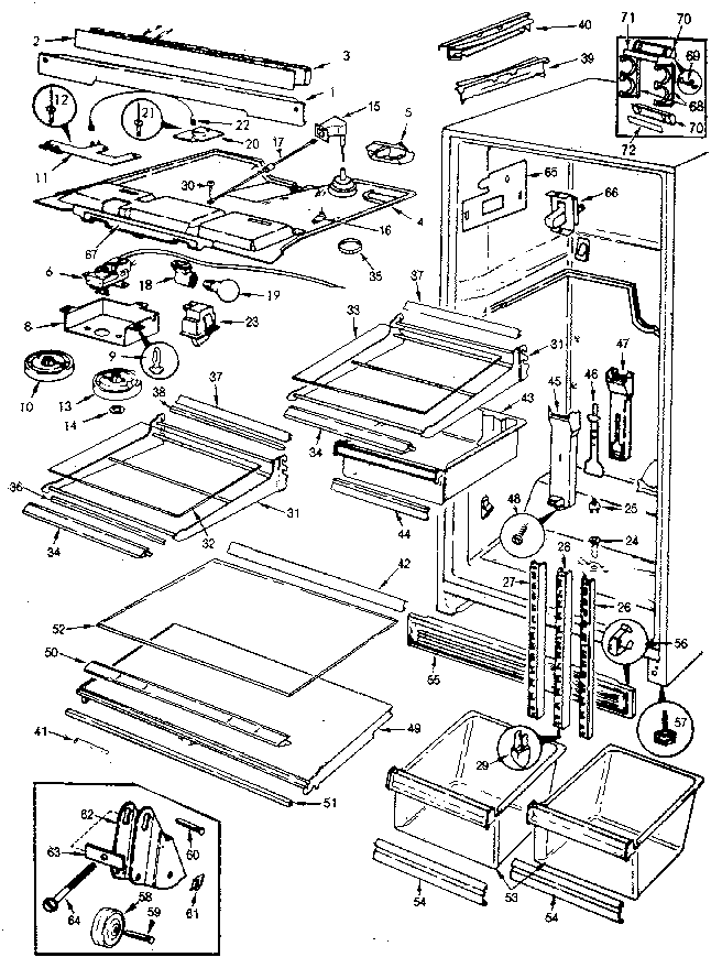 Fresh Food Compartment Diagram and Parts List for JRT236B MAJ95C Jenn-Air Refrigerator