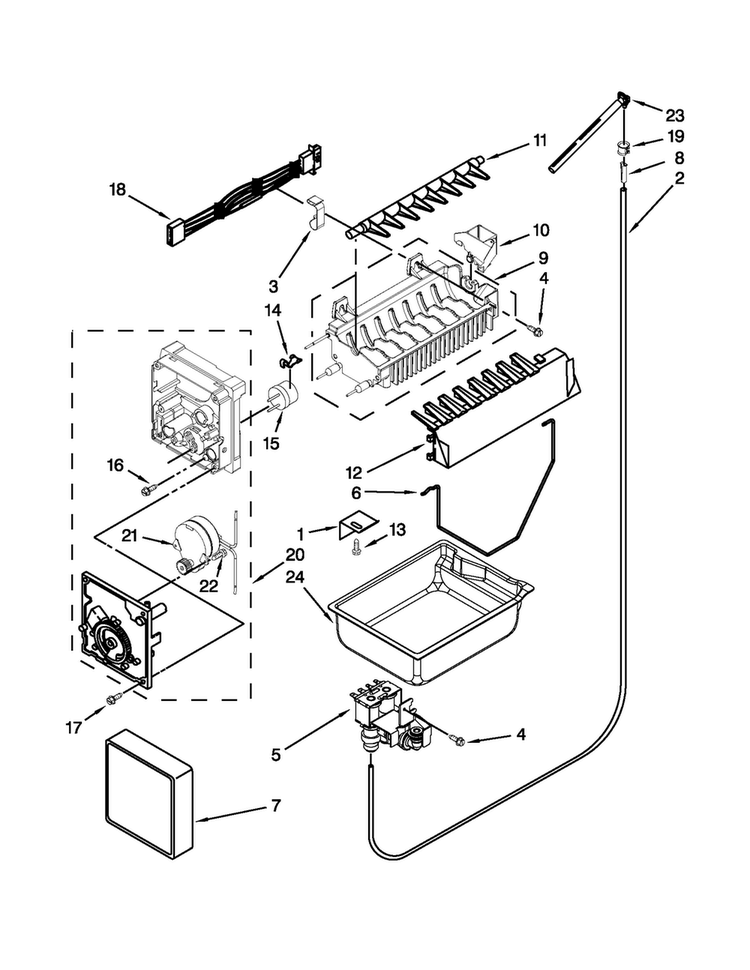 Icemaker Parts Diagram and Parts List for JFC2290VPY5  Jenn-Air Refrigerator