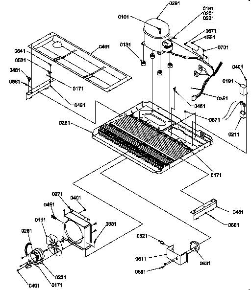 Machine Compartment Diagram and Parts List for SSD21SL-P1193908WL  Amana Refrigerator
