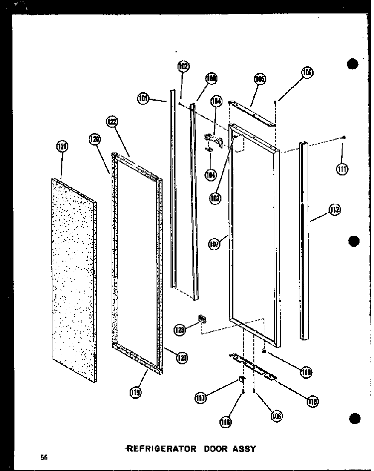 Refrigerator Door Assy Diagram and Parts List for SDI22N-P60201-65W  Amana Refrigerator