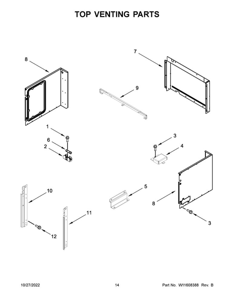 Top Venting Parts 2 Diagram and Parts List for JMW2430LM00  Maytag Microwave Oven Combo