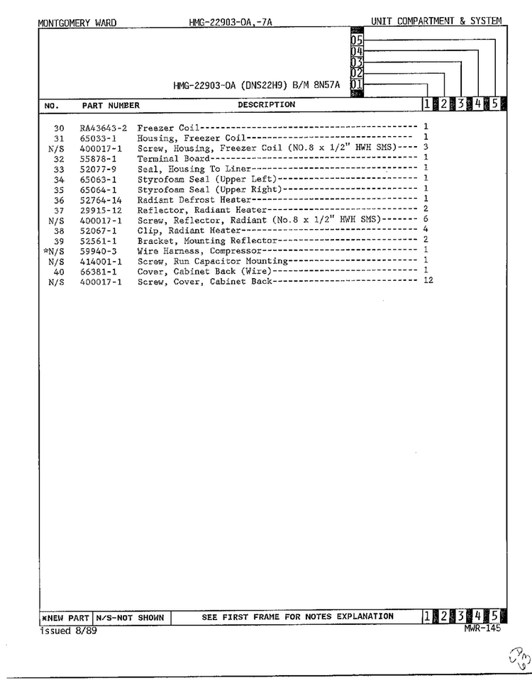 Unit Compartment And System Page 3 Diagram and Parts List for 22903-OA  Admiral Refrigerator