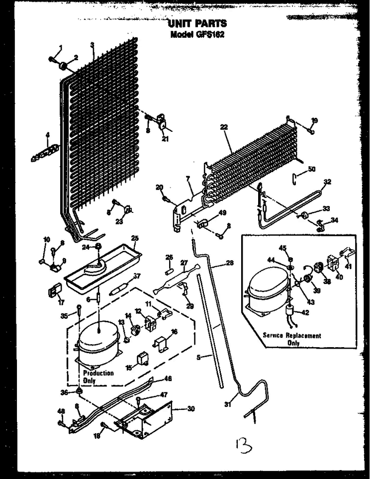 Unit Parts Diagram and Parts List for GFS162 MN10 Caloric Refrigerator