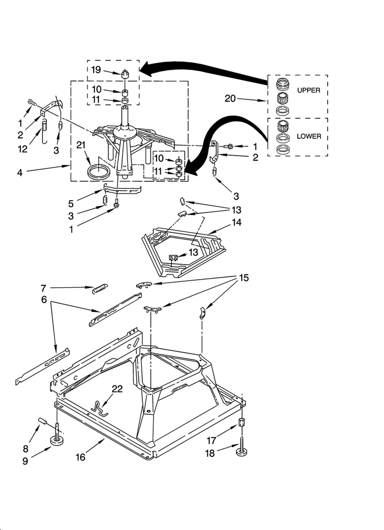 Machine Base Parts Diagram and Parts List for 7MMPS0070VM1  Maytag Washer