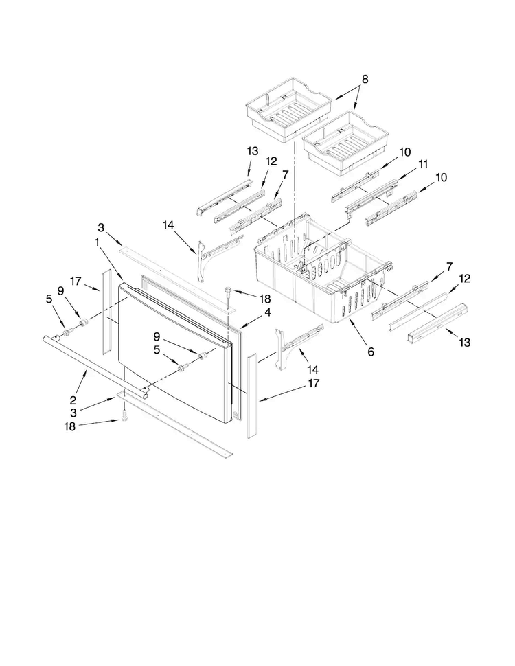 Freezer Door Parts Diagram and Parts List for JFI2089ATS2  Jenn-Air Refrigerator
