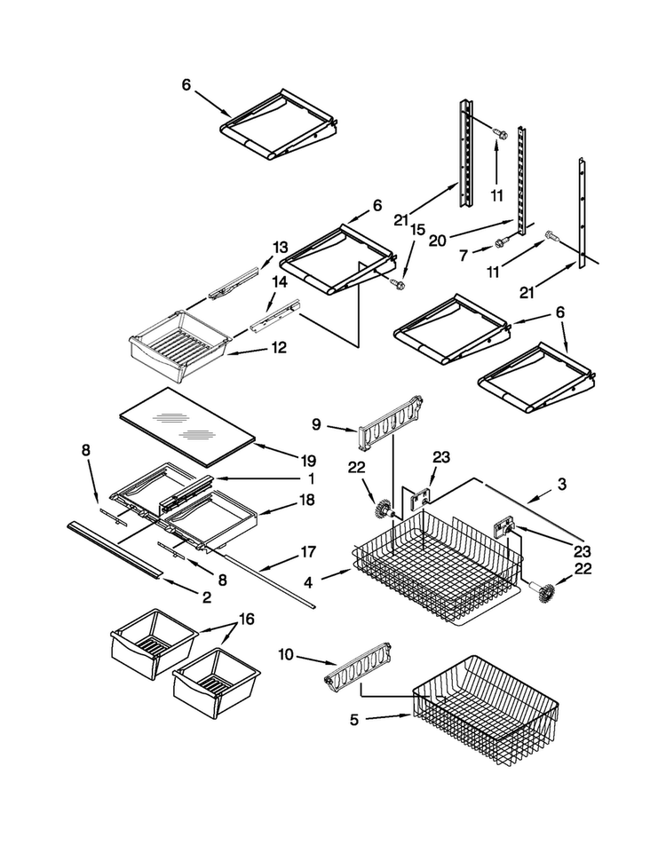 Shelf Parts Diagram and Parts List for MBR1957WES3  Maytag Refrigerator