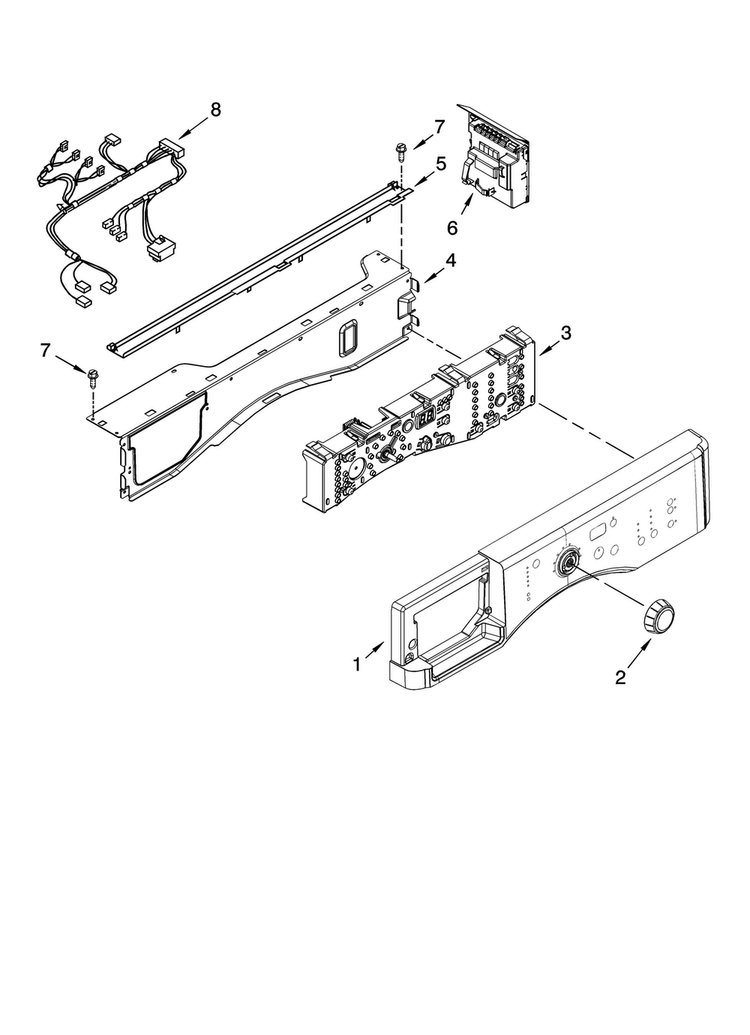 Control Panel Parts Diagram and Parts List for MHWZ600TE01  Maytag Washer