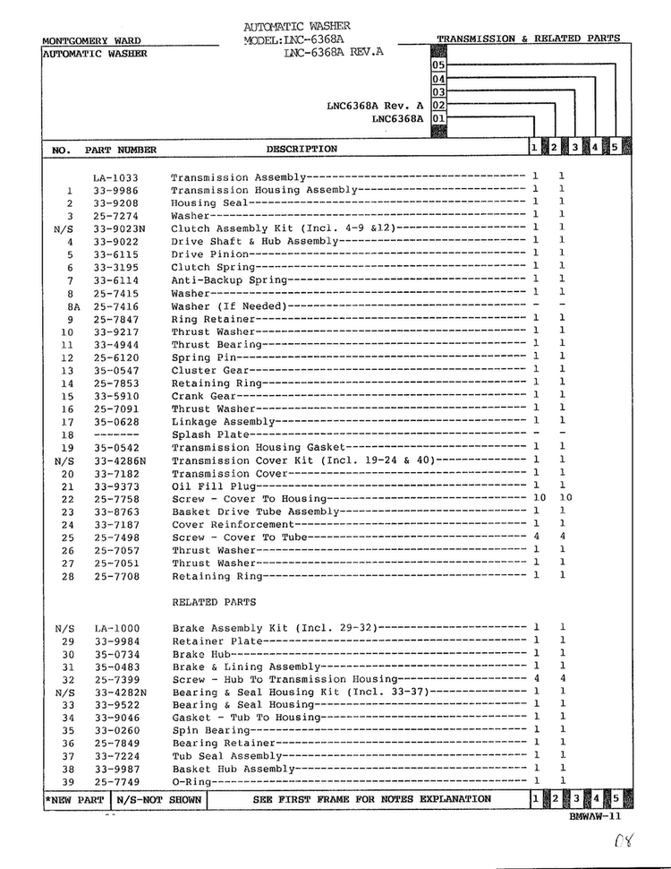 Transmission And Related Parts Page 2 Diagram and Parts List for 6368A REV A Norge Washer