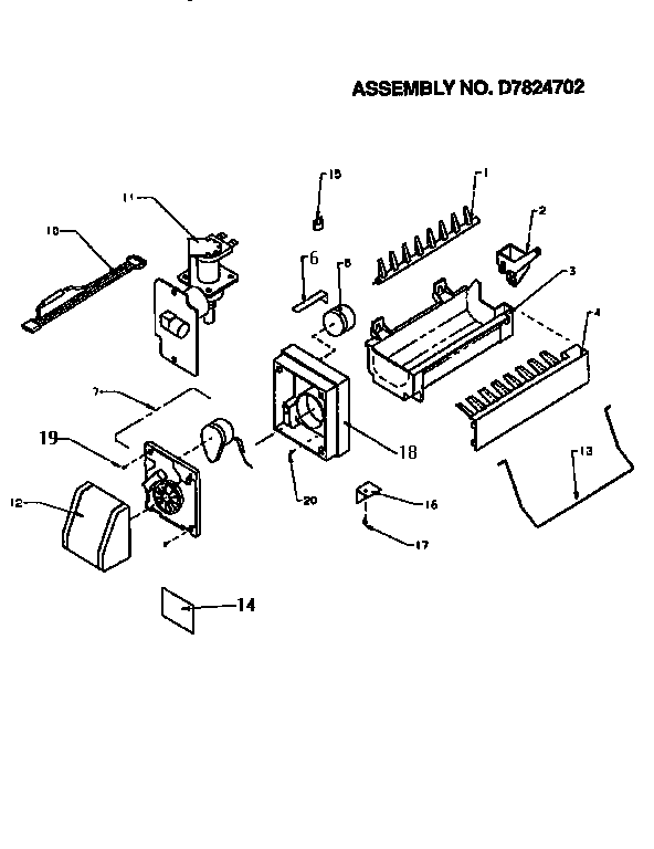 8 Cube Compact Ice Maker Diagram and Parts List for TXI22R2-P1168014W  Amana Refrigerator