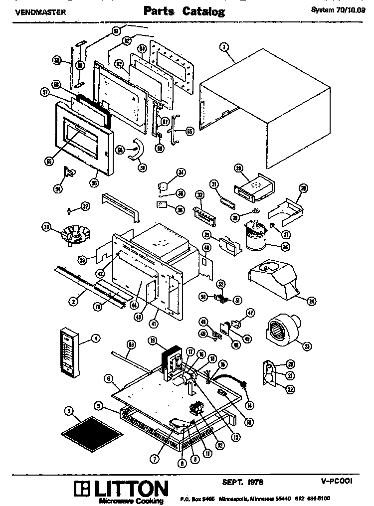 Replacement Parts Diagram and Parts List for 70 1009 Amana Microwave