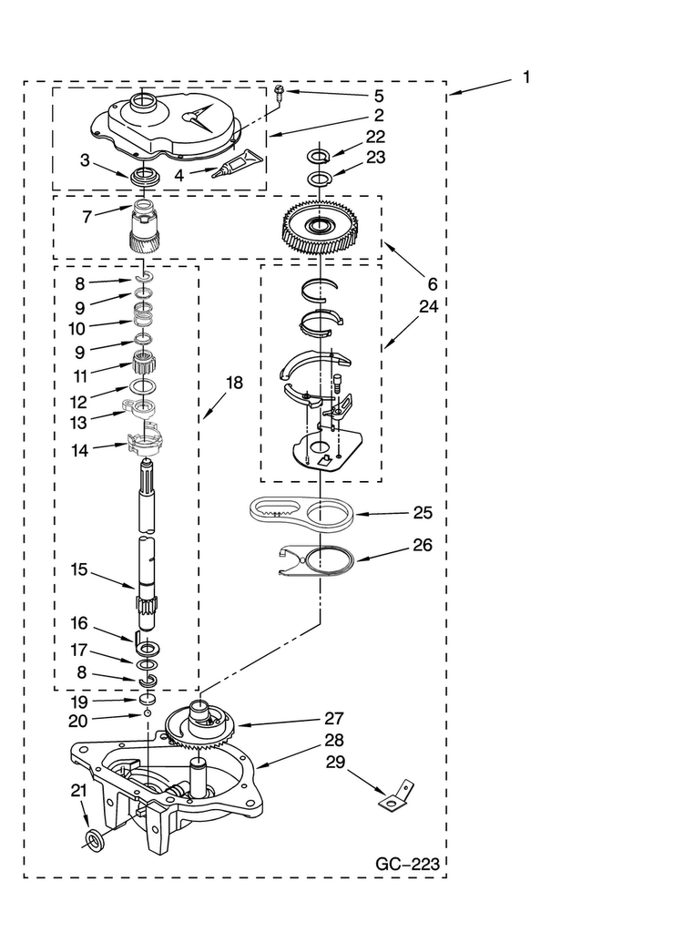 Gearcase Parts, Optional Parts Diagram and Parts List for 7MMMS0200VW0  Maytag Washer