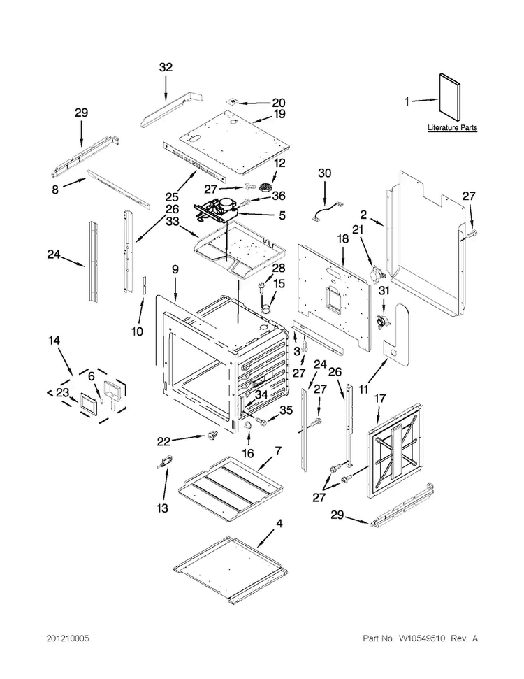Upper Oven Parts Diagram and Parts List for JJW2730WB02  Jenn-Air Wall Oven