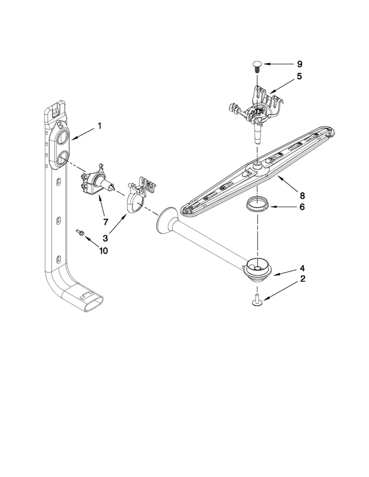 Upper Wash And Rinse Parts Diagram and Parts List for MDB4630AWB5  Maytag Dishwasher