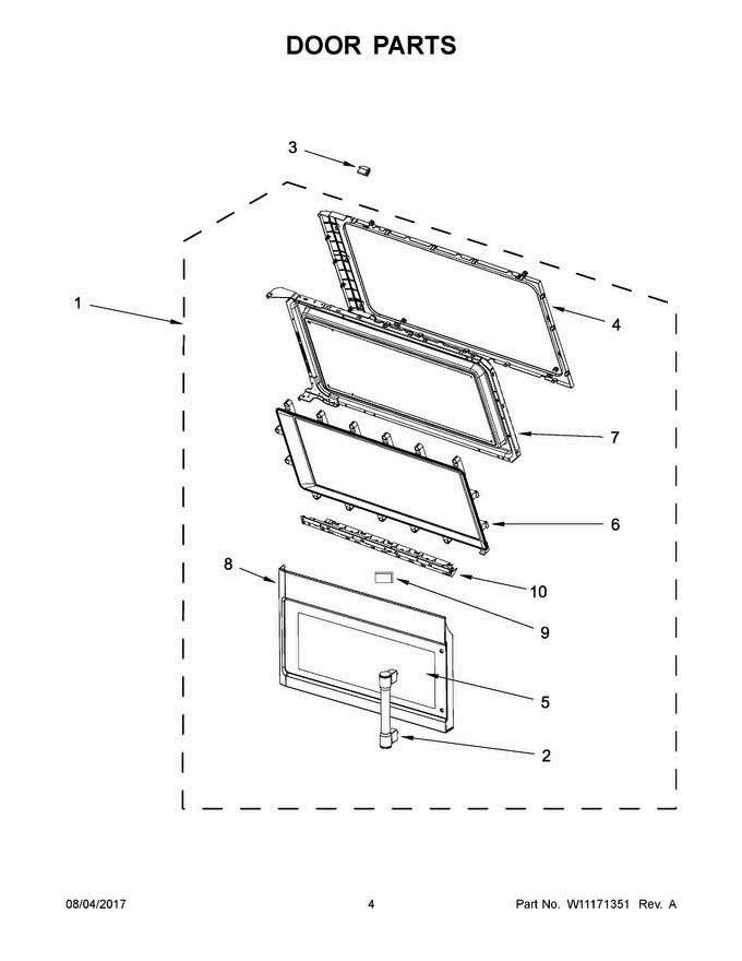 03 - Door Parts Diagram and Parts List for MMV5219DE3  Maytag Microwave Oven Combo