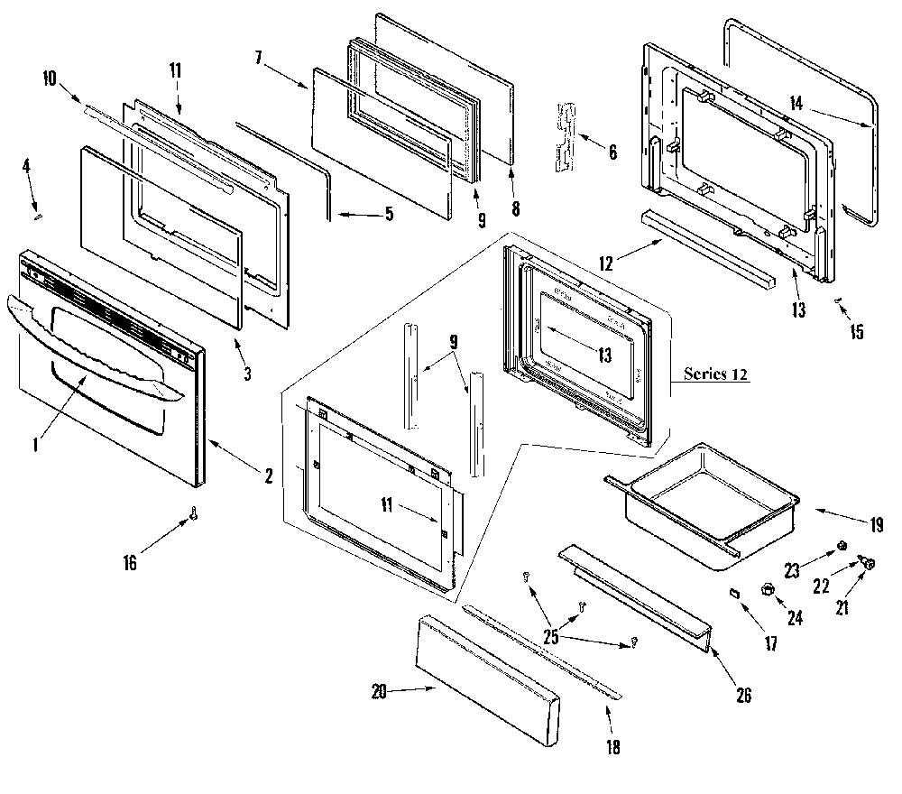 Door/drawer (stl) Diagram and Parts List for MER5752BAS0  Maytag Range