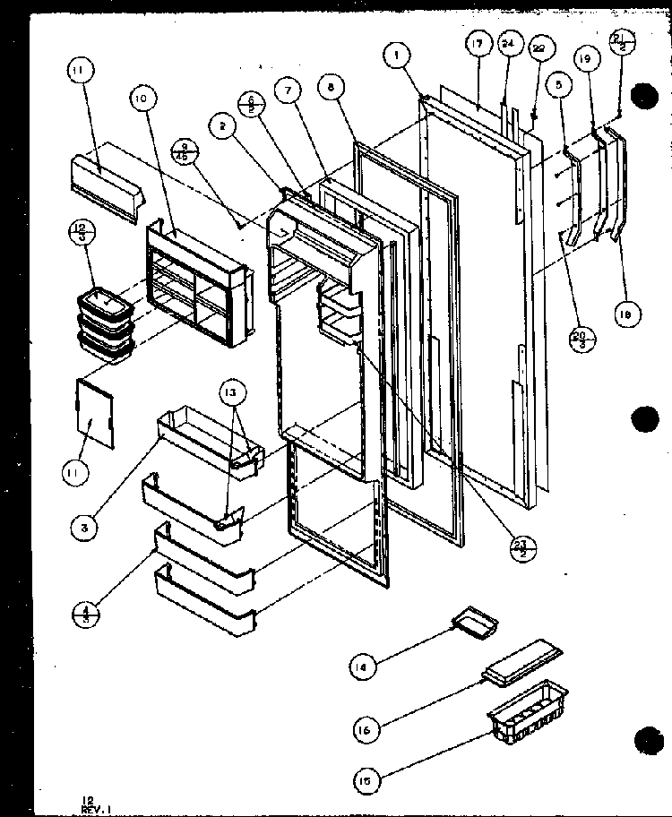 Refrigerator Door Diagram and Parts List for SXD19MW-P1121402WW  Amana Refrigerator