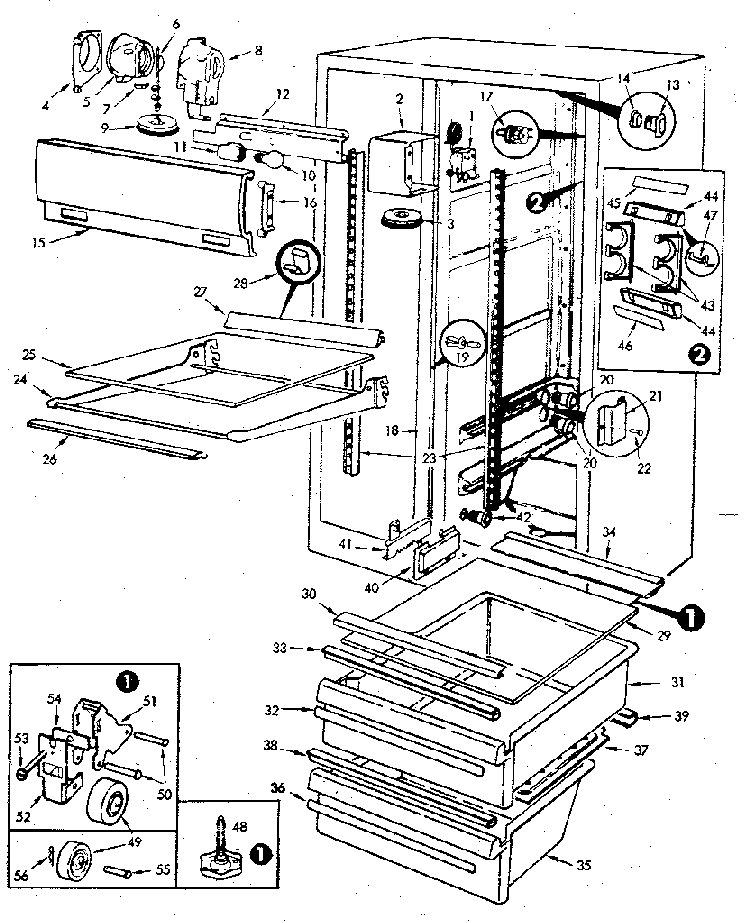 Refrigerator/fresh Food Compartment Diagram and Parts List for JRS202B M7N05A Jenn-Air Refrigerator