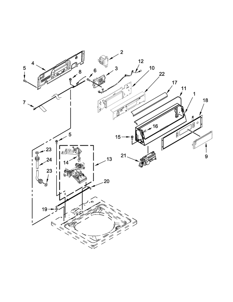 Controls And Water Inlet Parts Diagram and Parts List for MVW18PDAWW0  Maytag Washer