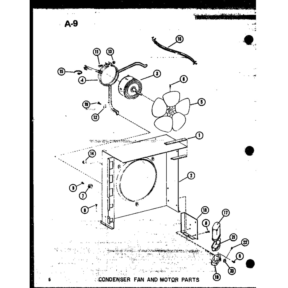 Condenser Fan And Motor Parts Diagram and Parts List for CR25-1 P67850-5C Amana Air Conditioner