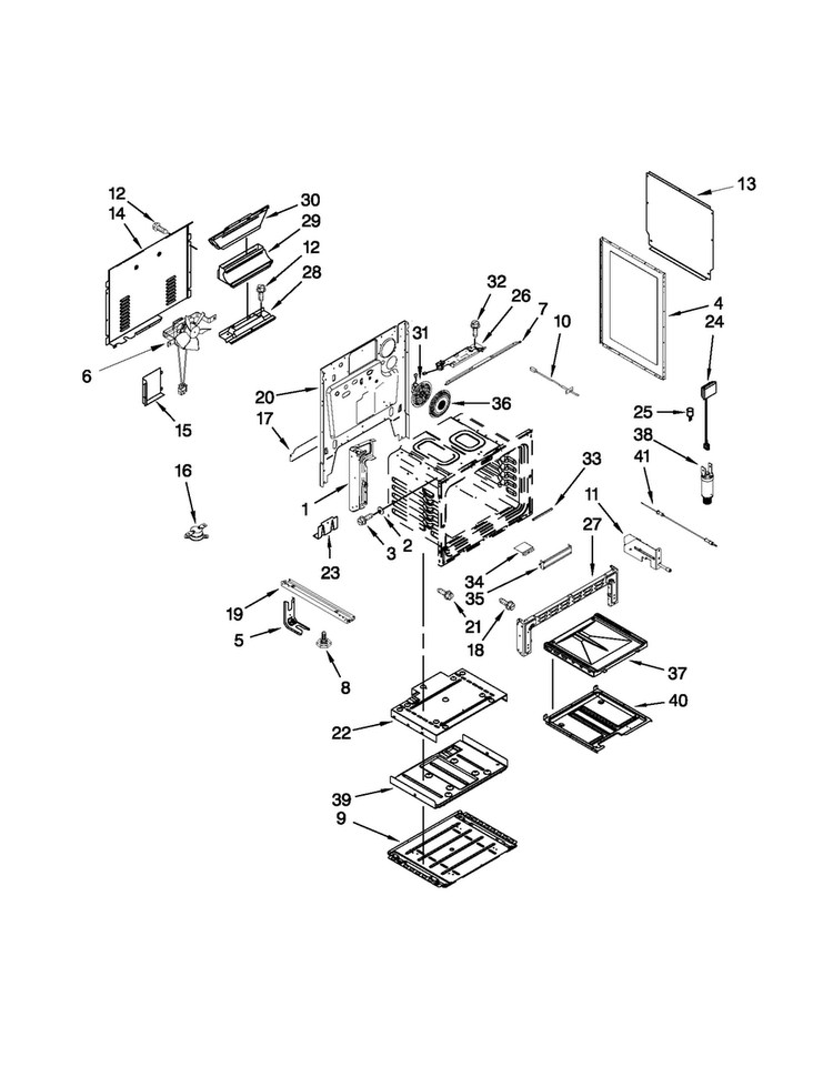 Chassis Parts Diagram and Parts List for JGS9900BDS16  Jenn-Air Range