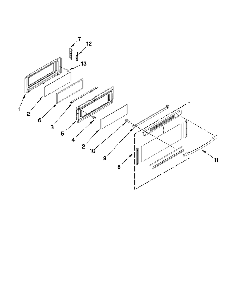 Upper Door Parts Diagram and Parts List for MGT8885XS02  Maytag Range