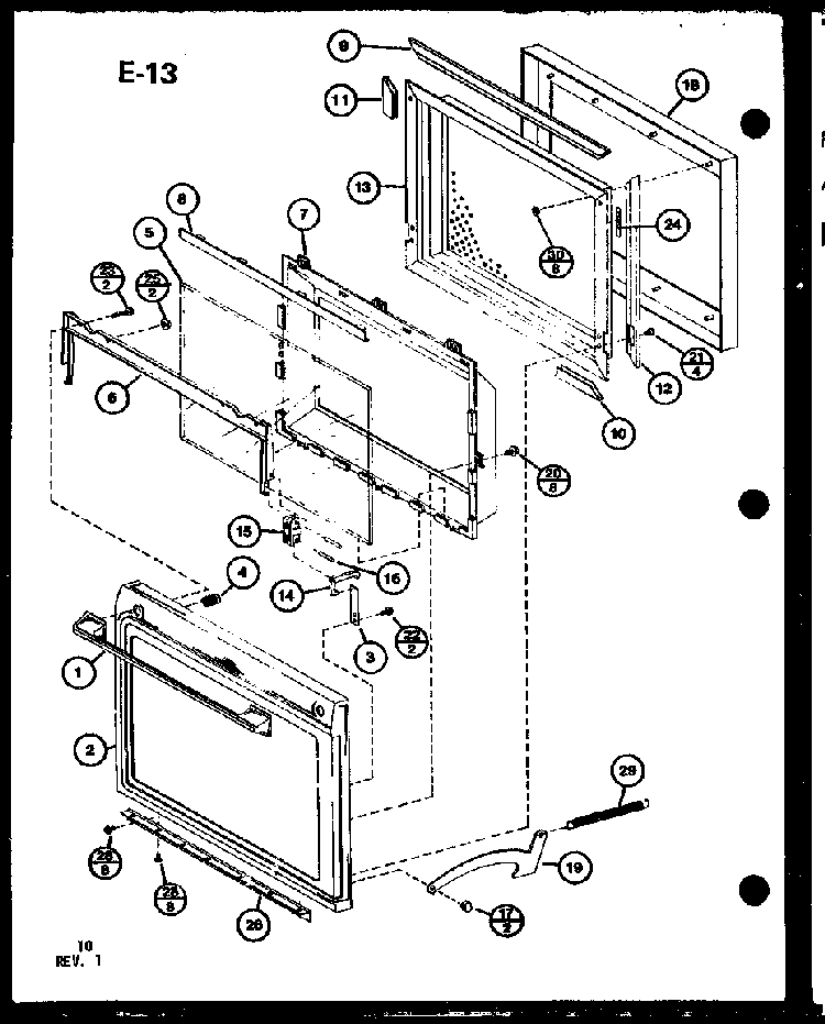 Door Diagram and Parts List for CRR-1220 P76333-3M Amana Microwave