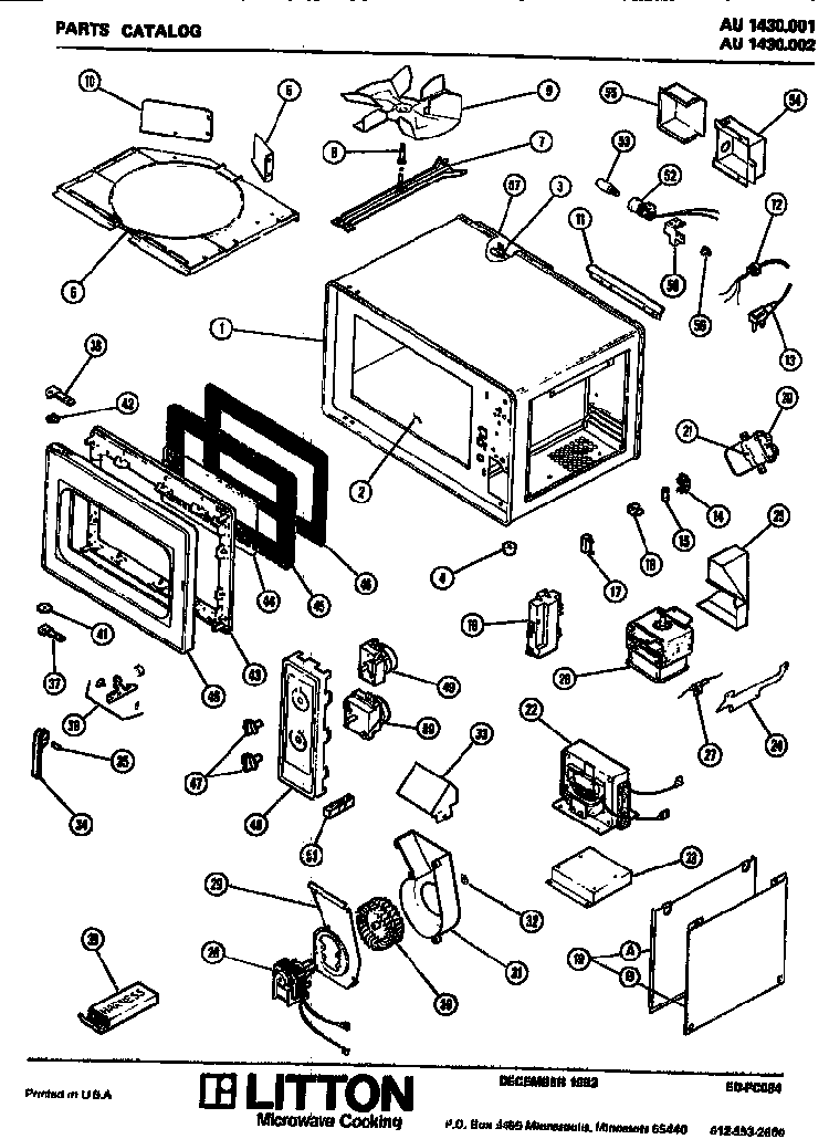 Replacement Parts Diagram and Parts List for AU1430002  Amana Microwave